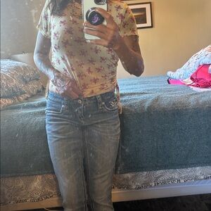 Floral Short Sleeve Ruched Top